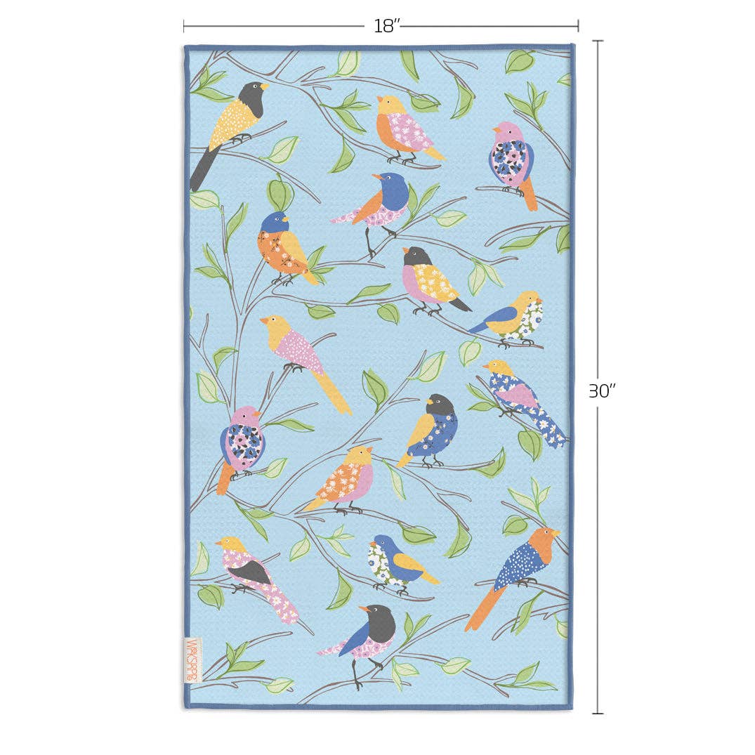 Floral Finch Microfiber Towel