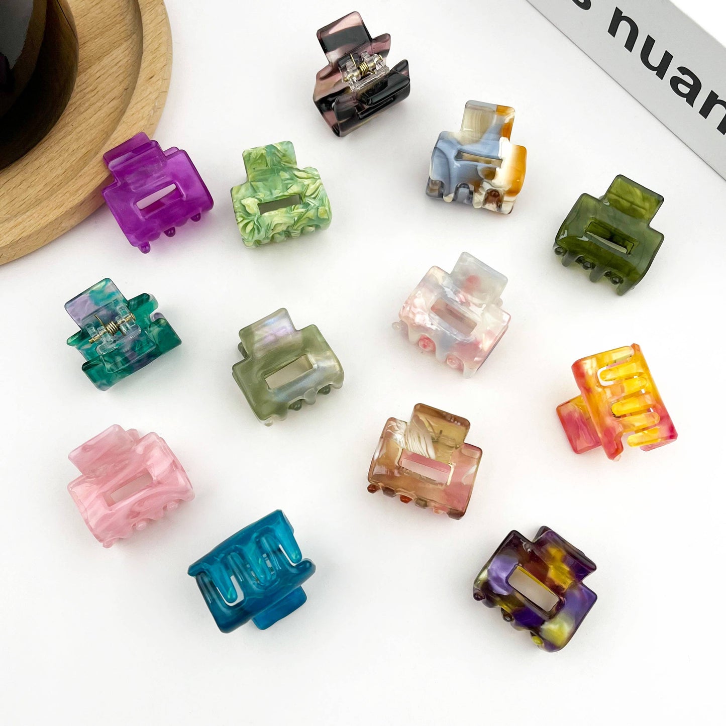 0.98'' Acetate Colorful Mini Square Hair Claw Clip