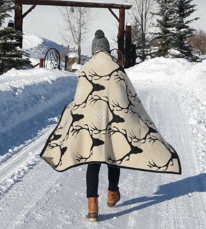 Stag Longhorn - Cotton Knit Throw Blanket | Rustic Cabin