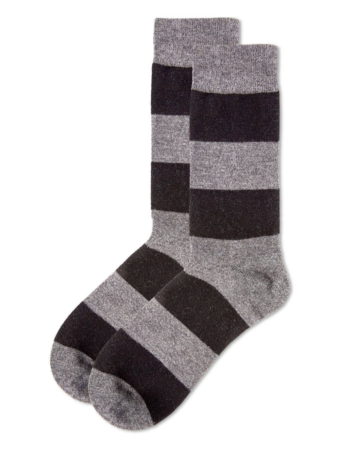 MeMoi Mens Striped Cashmere Blend Crew Socks
