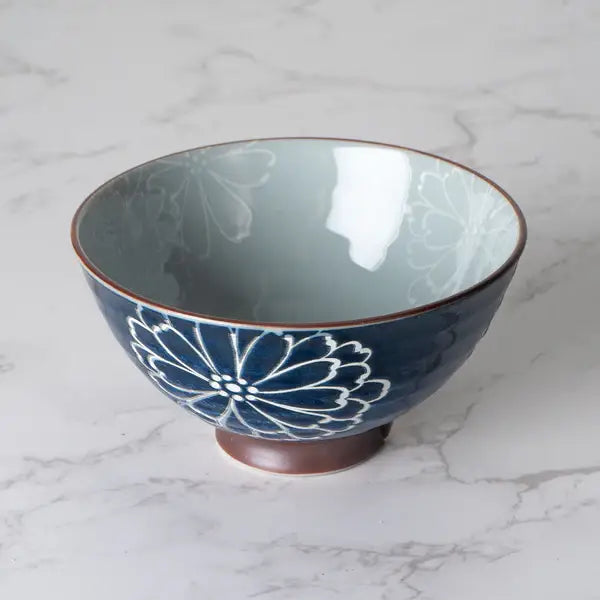 Japanese Botan Cosmos 10oz 4.5"D x 2.5"H Porcelain Rice Bowl