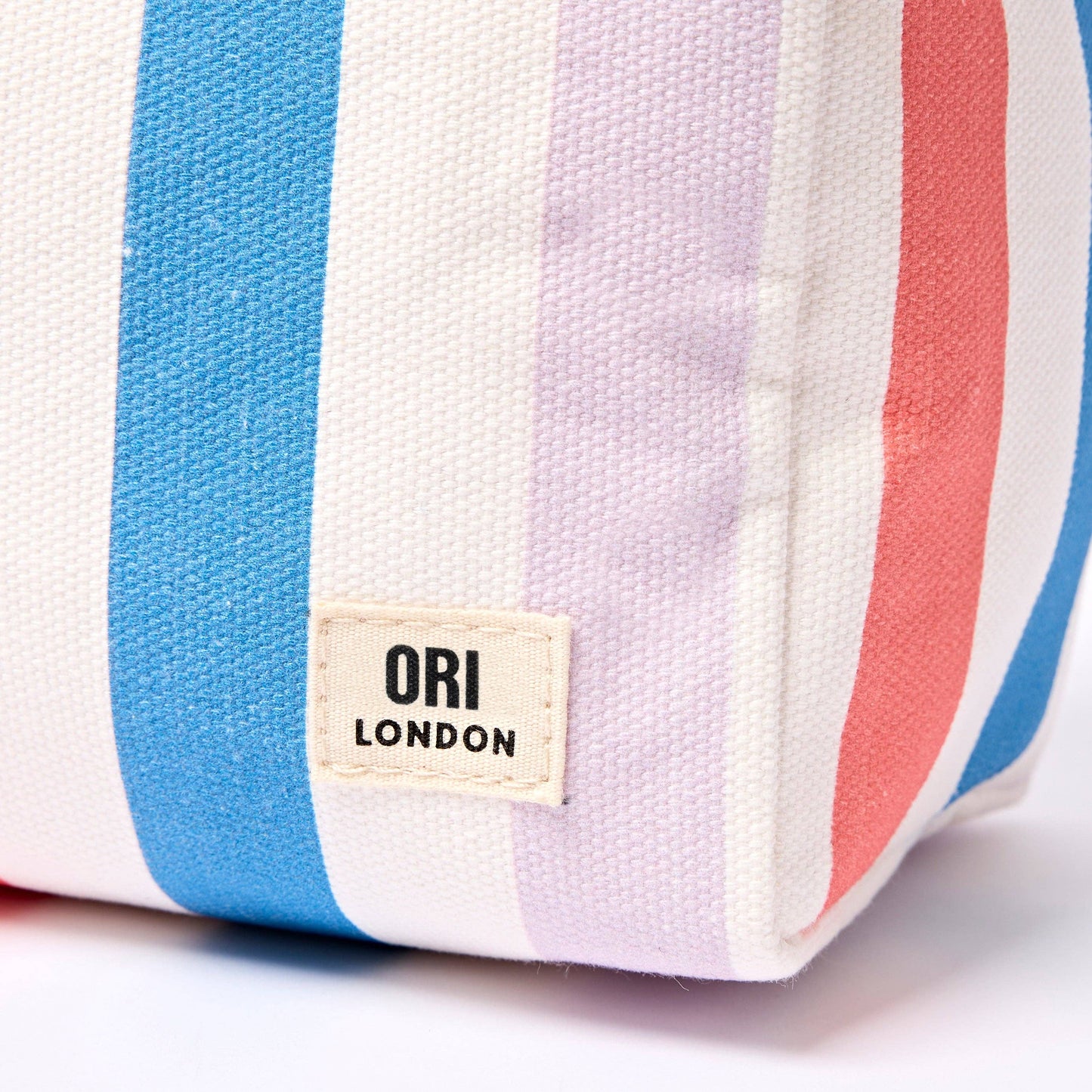 Mayfair Wash Bag in Pastel Multi Stripe Cotton Canvas