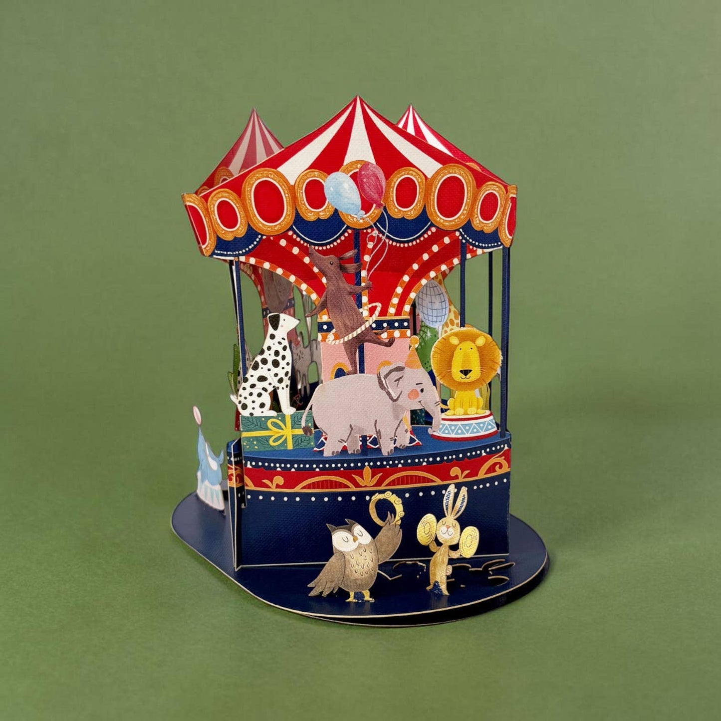 Carousel Animals Message in a Bottle Card