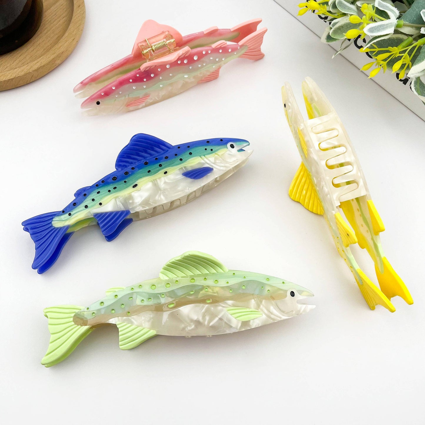 Salmon Acetate Hair Claw Clip, Fish-Shaped Claw Clip
