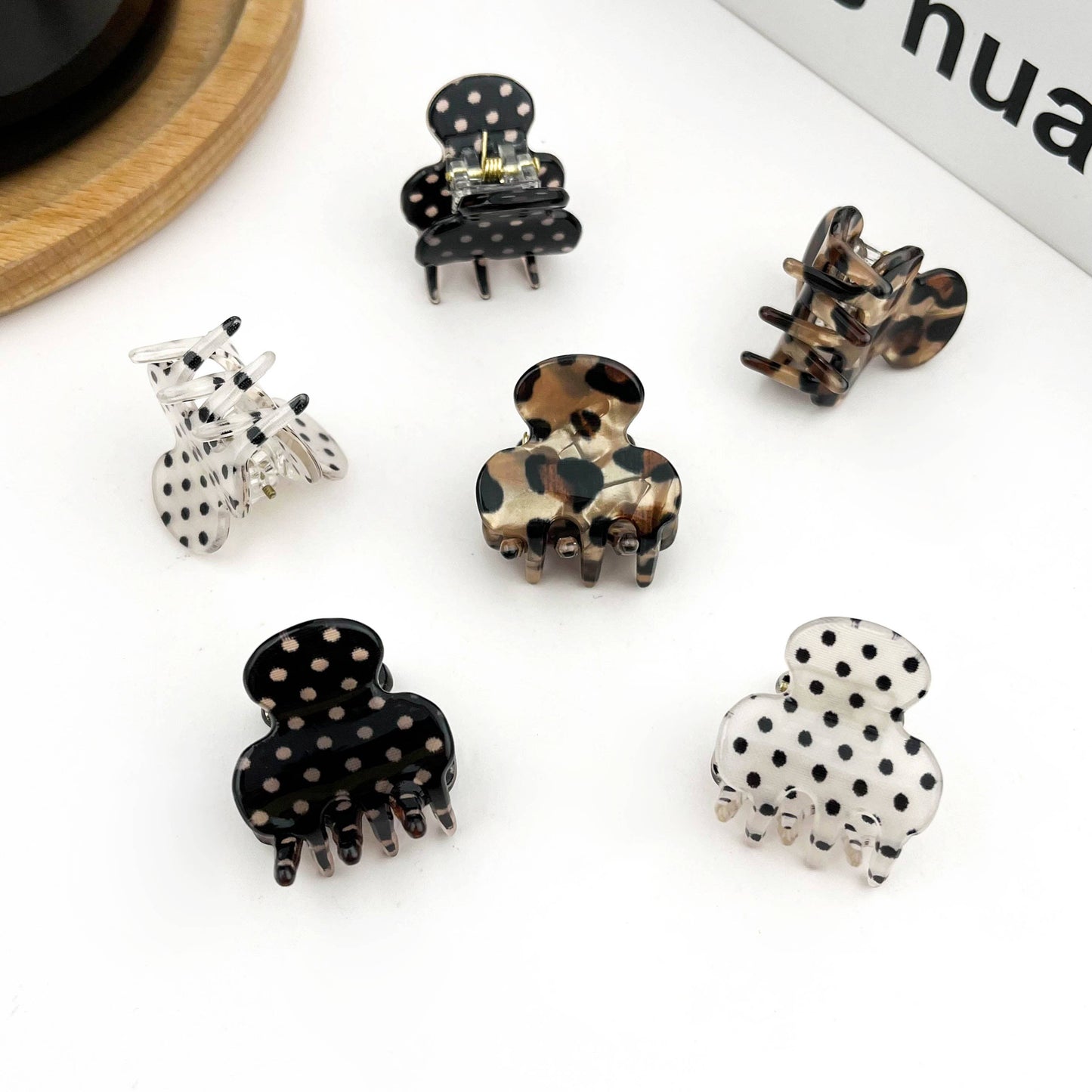 Classic Mini Polka Dot Hair Claw Clip, Cute Small Hair Clip