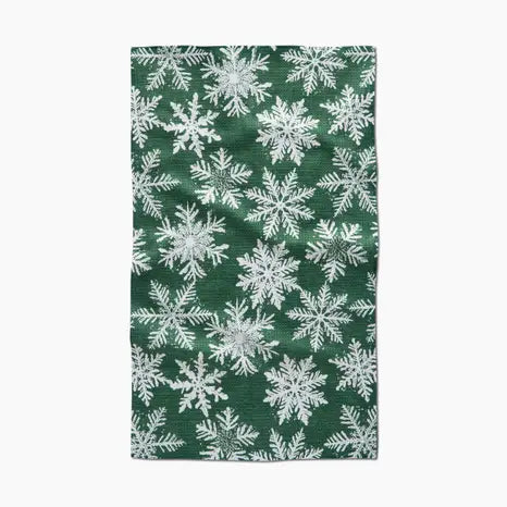 Snowy Days Green Tea Towel
