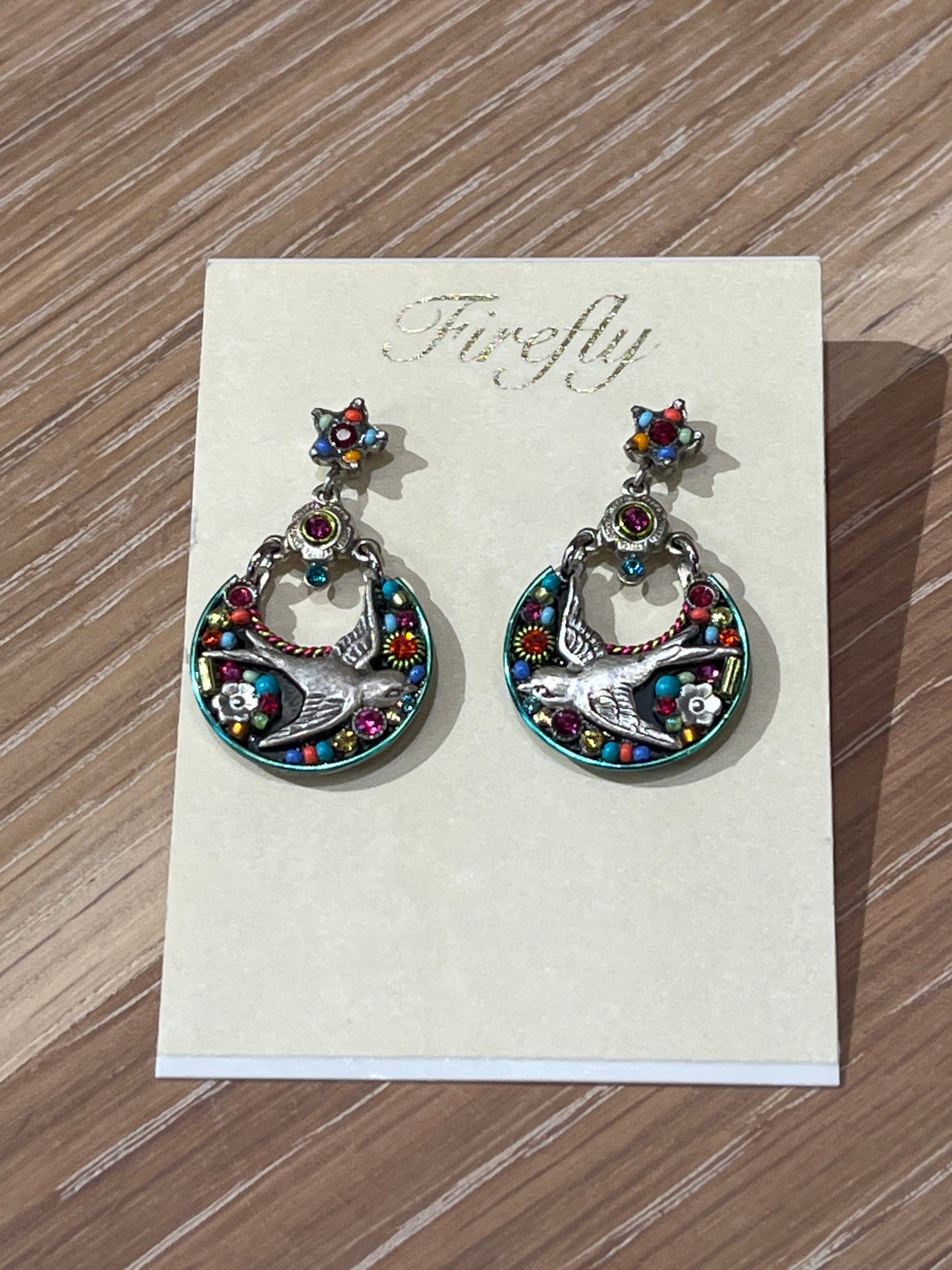 Metal bird Mosaic earrings