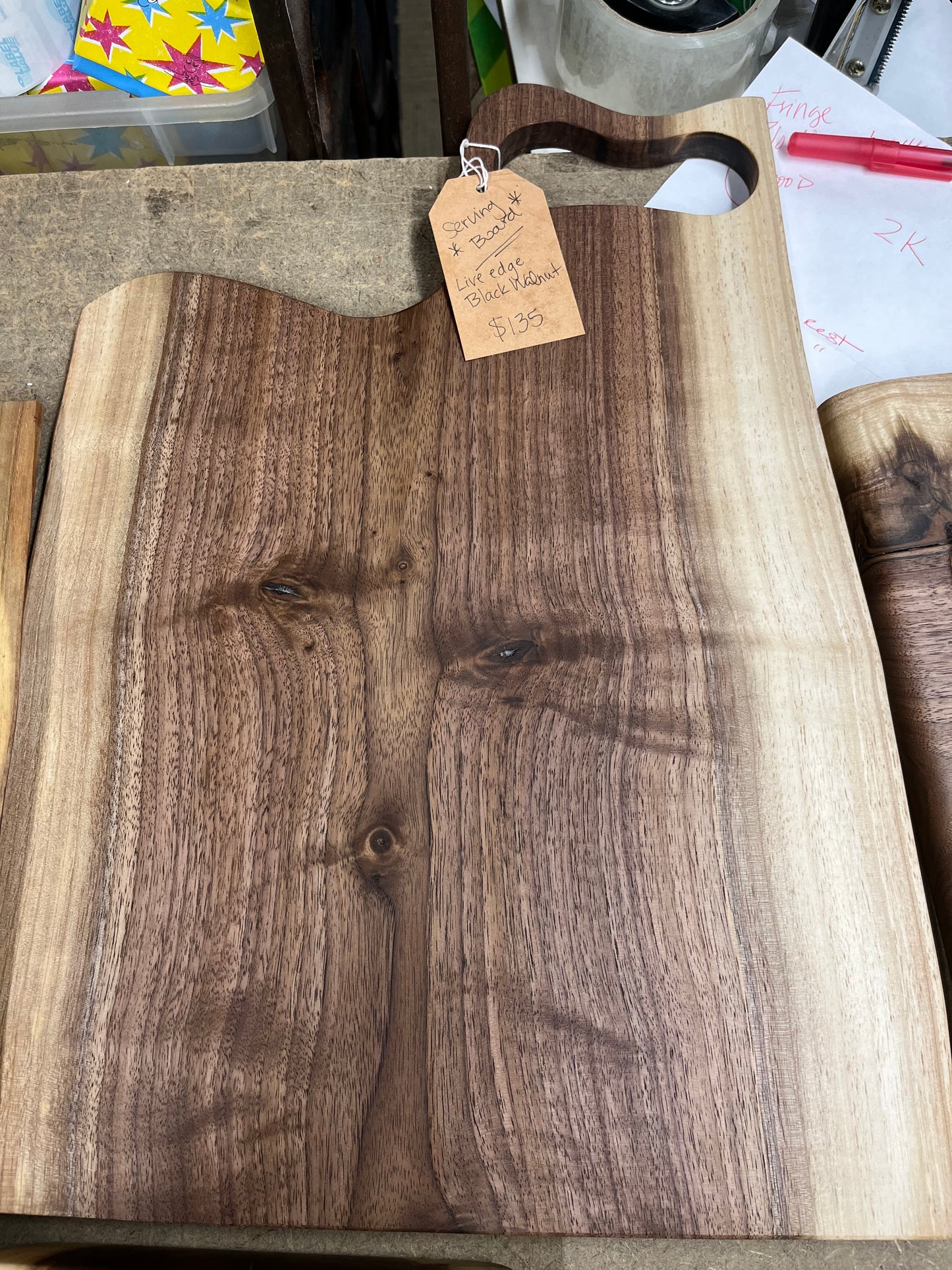 Serv. Board Rect. w/ Handle Blk. Walnut