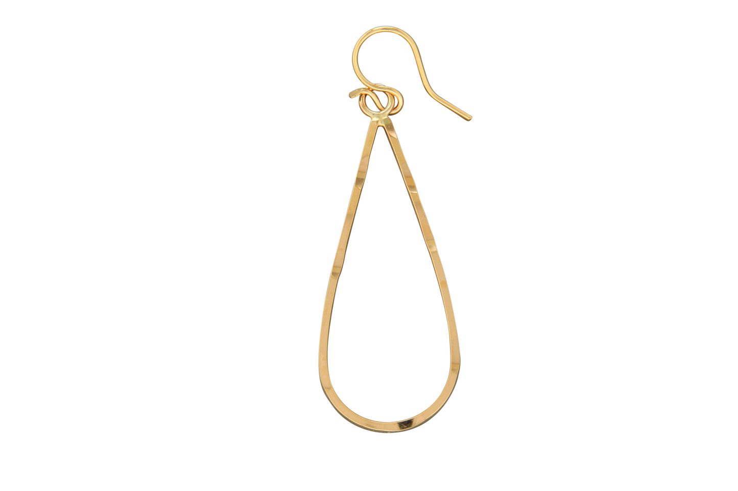 Fancy Hammered Teardrop Square Wire Earring