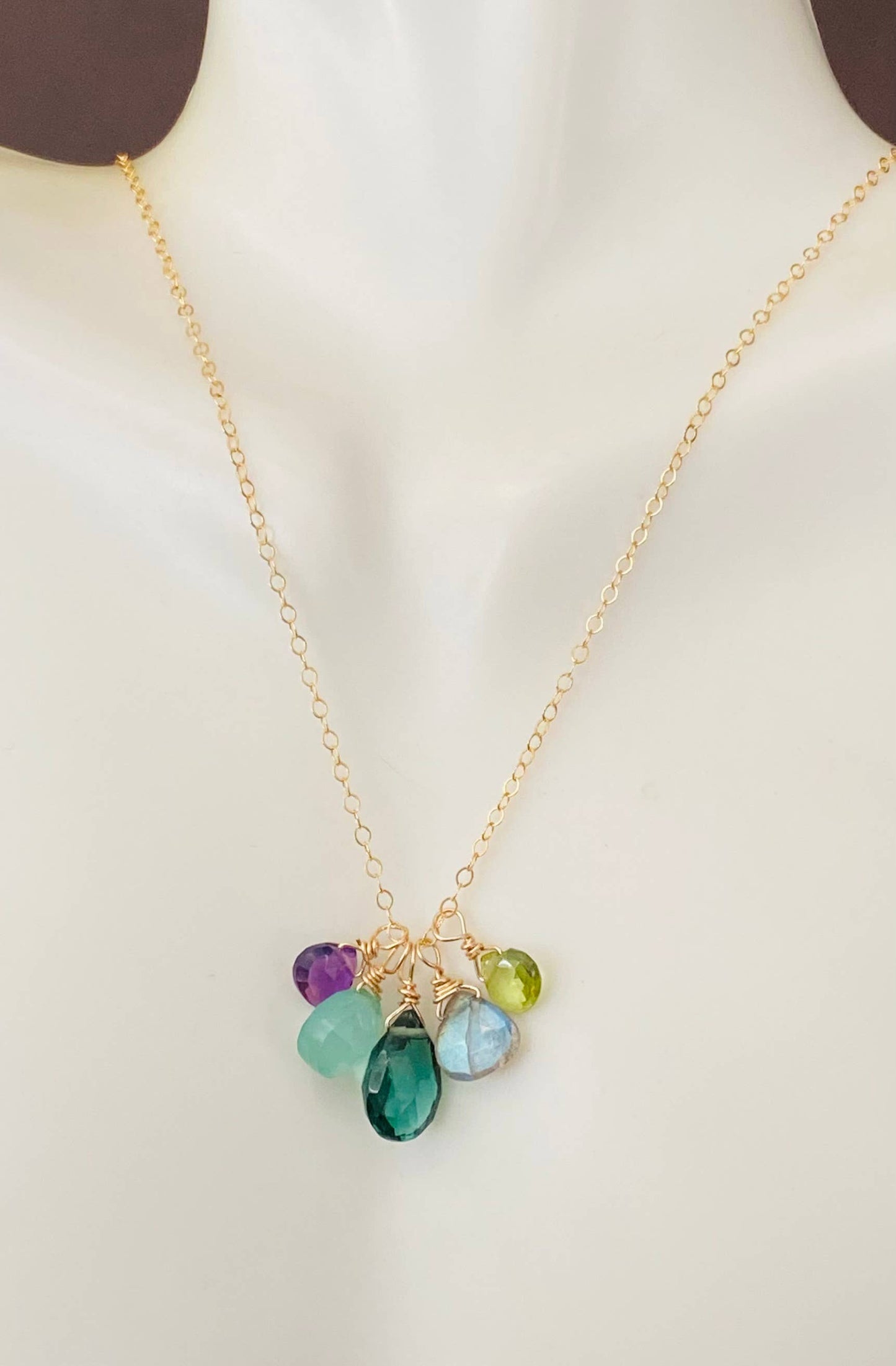 Amethyst Chalcedony Indicolite Quartz Labradorite Necklace