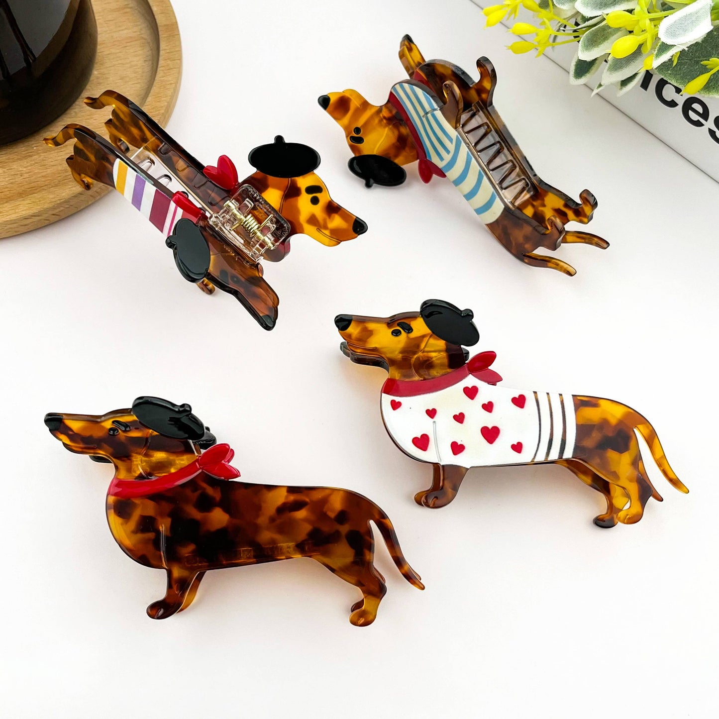 Cute Dog Hair Claw Clip, Acetate Animal Hair Clip