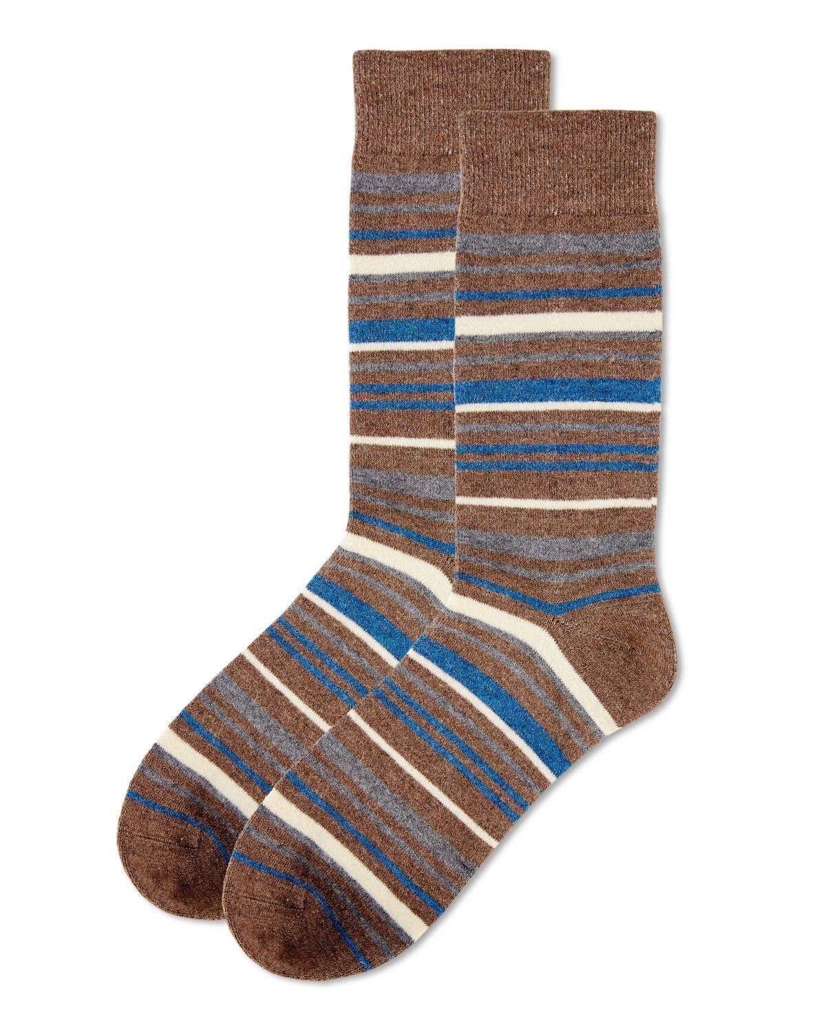 MeMoi Slick Stripes Cashmere Blend Men's Crew Sock
