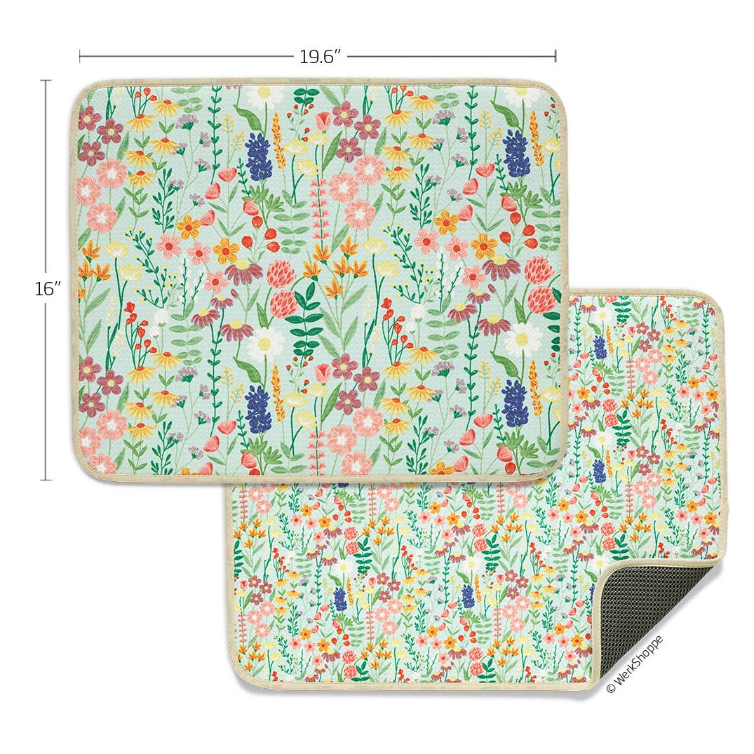 Wildflowers Microfiber Dish Drying Mat