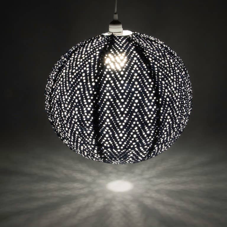 Stella Nova Outdoor Pendent Light - Chevron 18" Met Blue