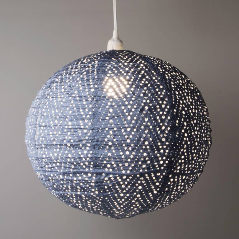 Stella Nova Outdoor Pendent Light - Chevron 18" Met Blue