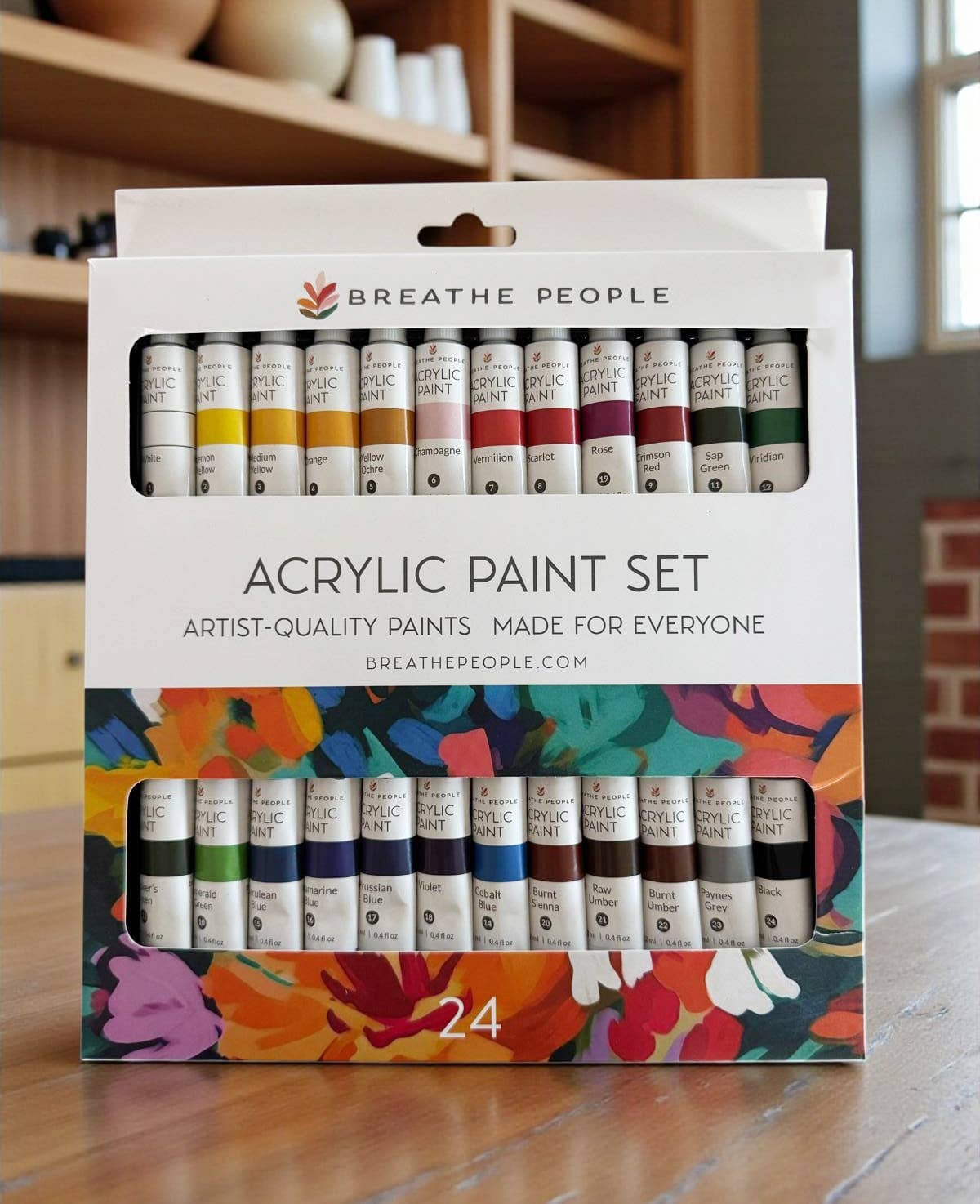 24 Color Acrylic Paint Set + Brushes - Beginner Art Supplies