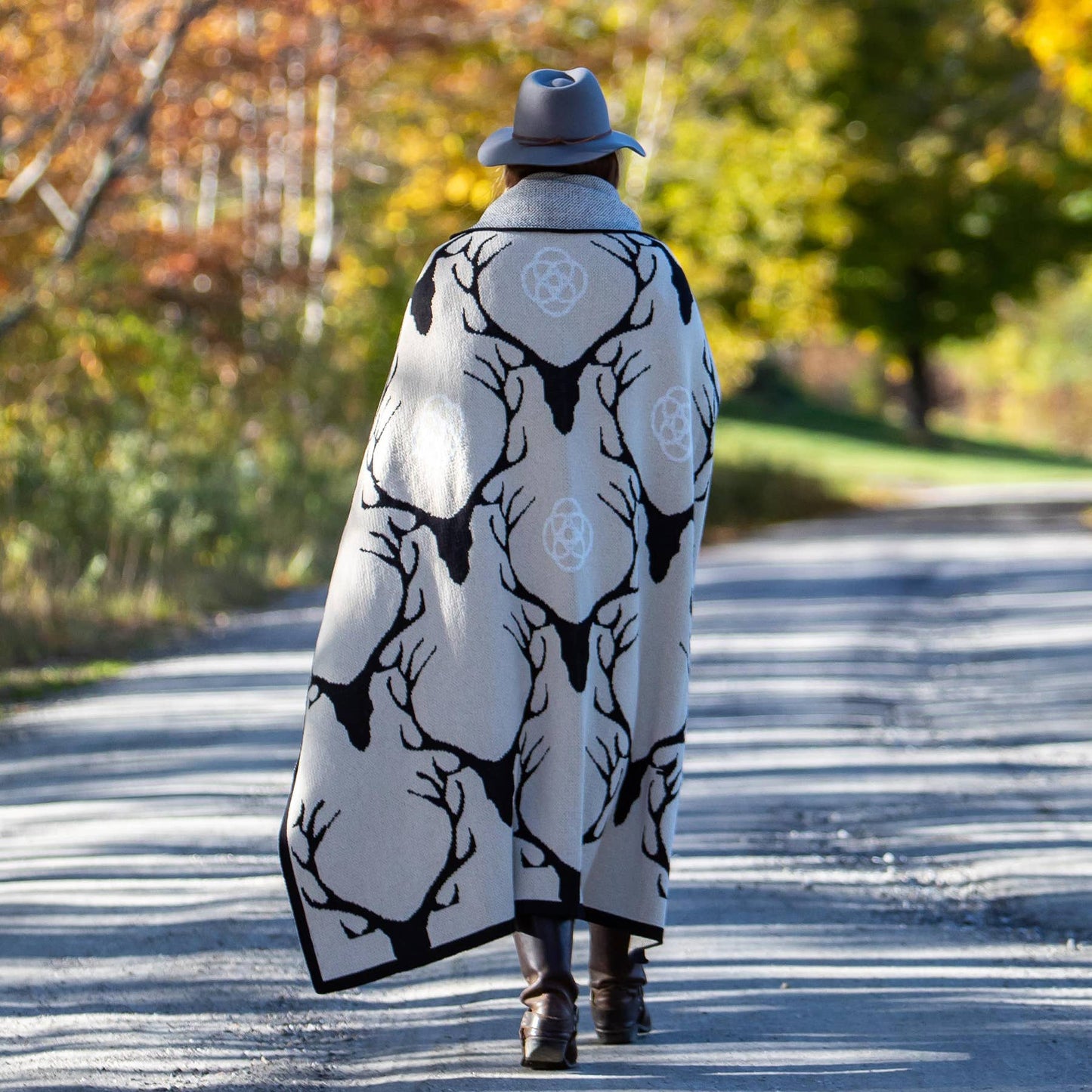 Stag Longhorn - Cotton Knit Throw Blanket | Rustic Cabin