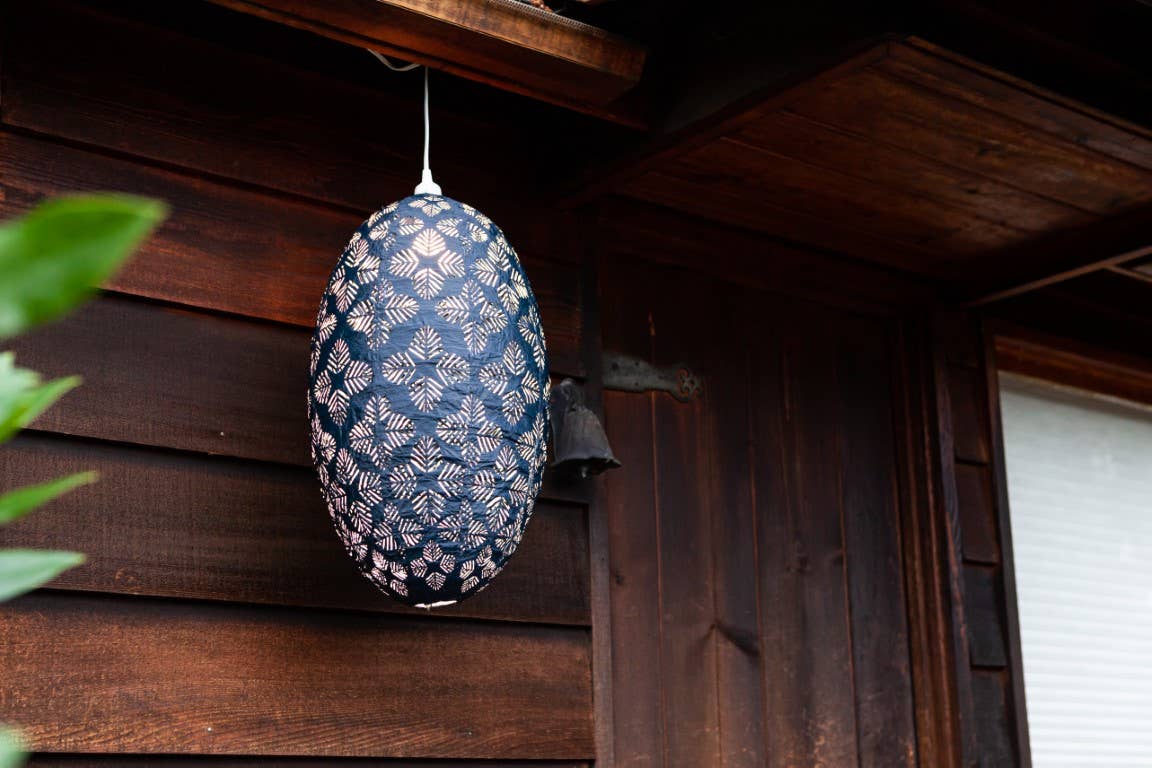 Stella Nova Outdoor Pendent Light- Geo Palm 22" Midnight