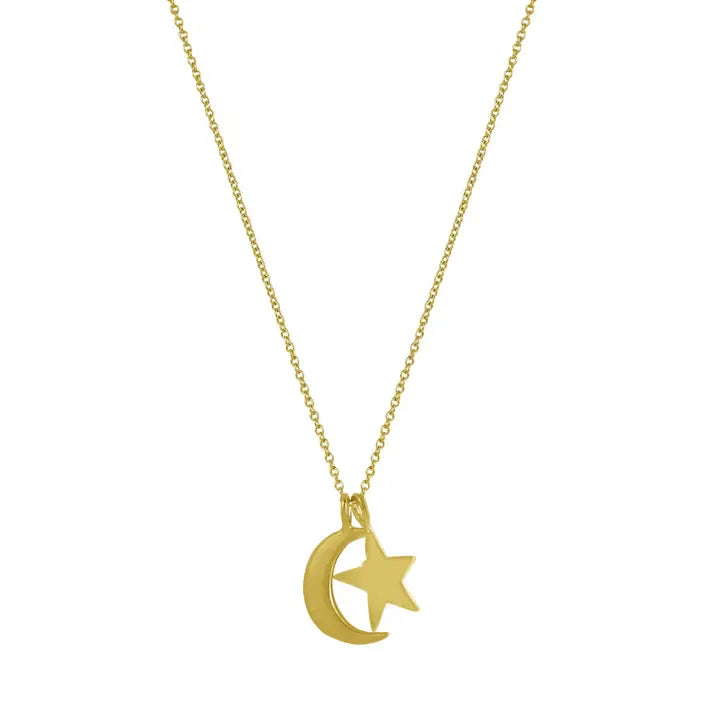 Mixed metal star & Moon neck
