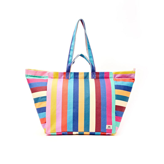 Marleybone Tote in Wide Stripe Multi Cotton Canvas