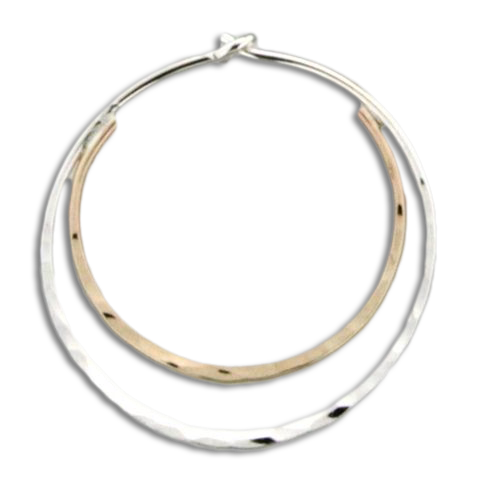 Hammered Double Hoop Earring Available in sizes 21mm-42mm