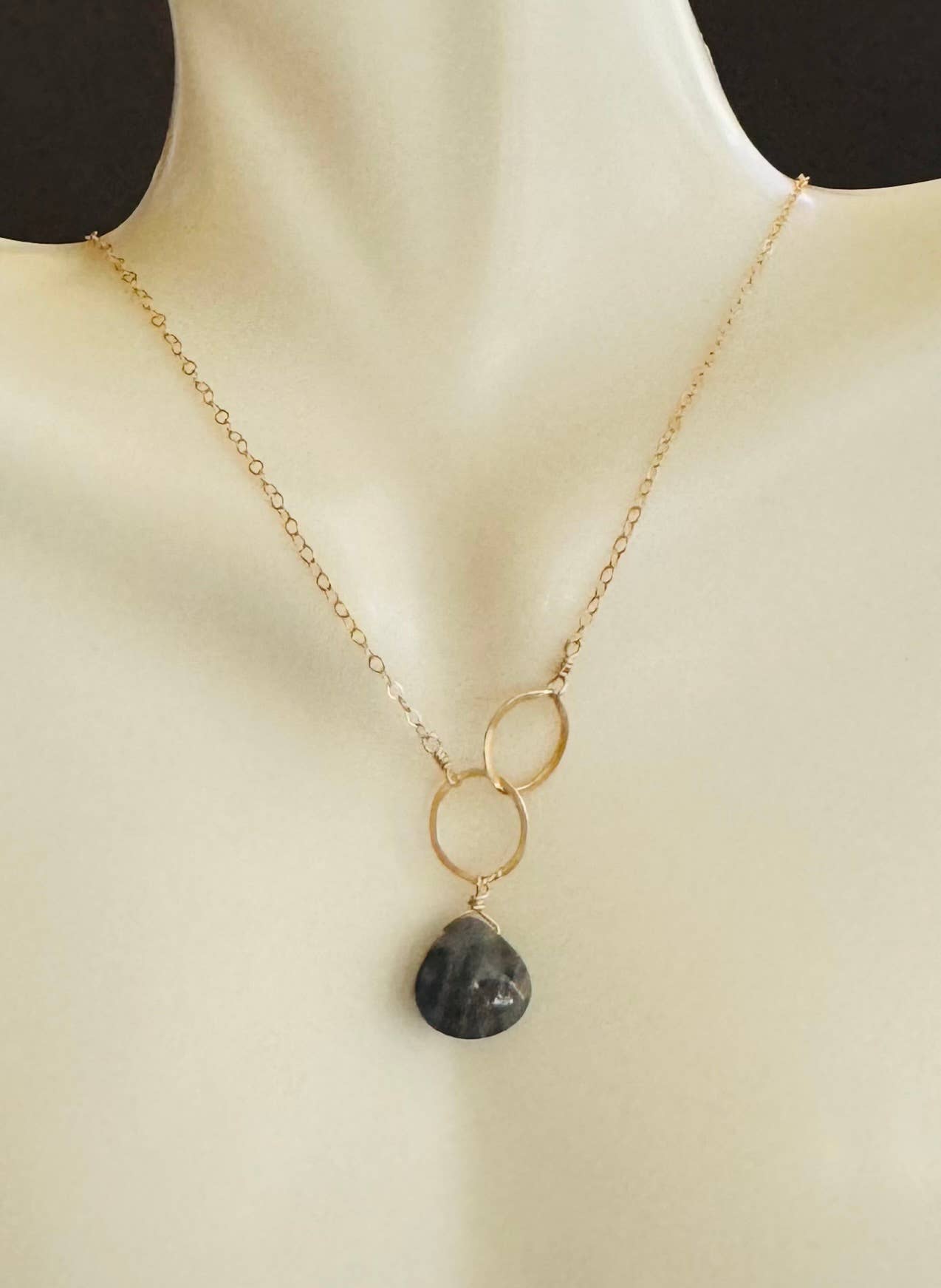Blue Topaz Asymmetrical Gold Necklace