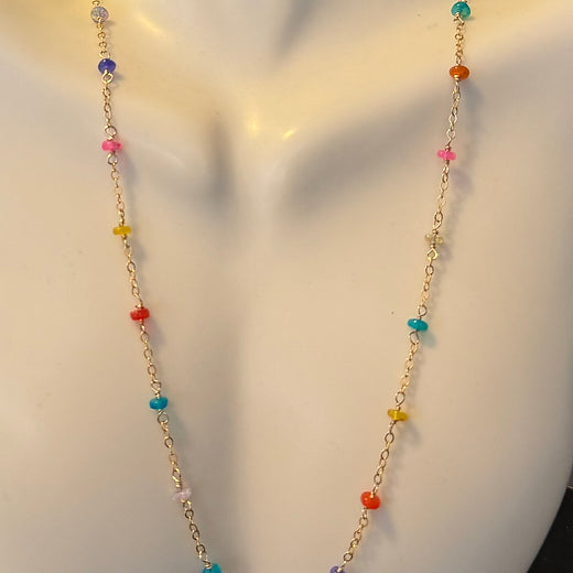 Opal rondelle gold necklace 