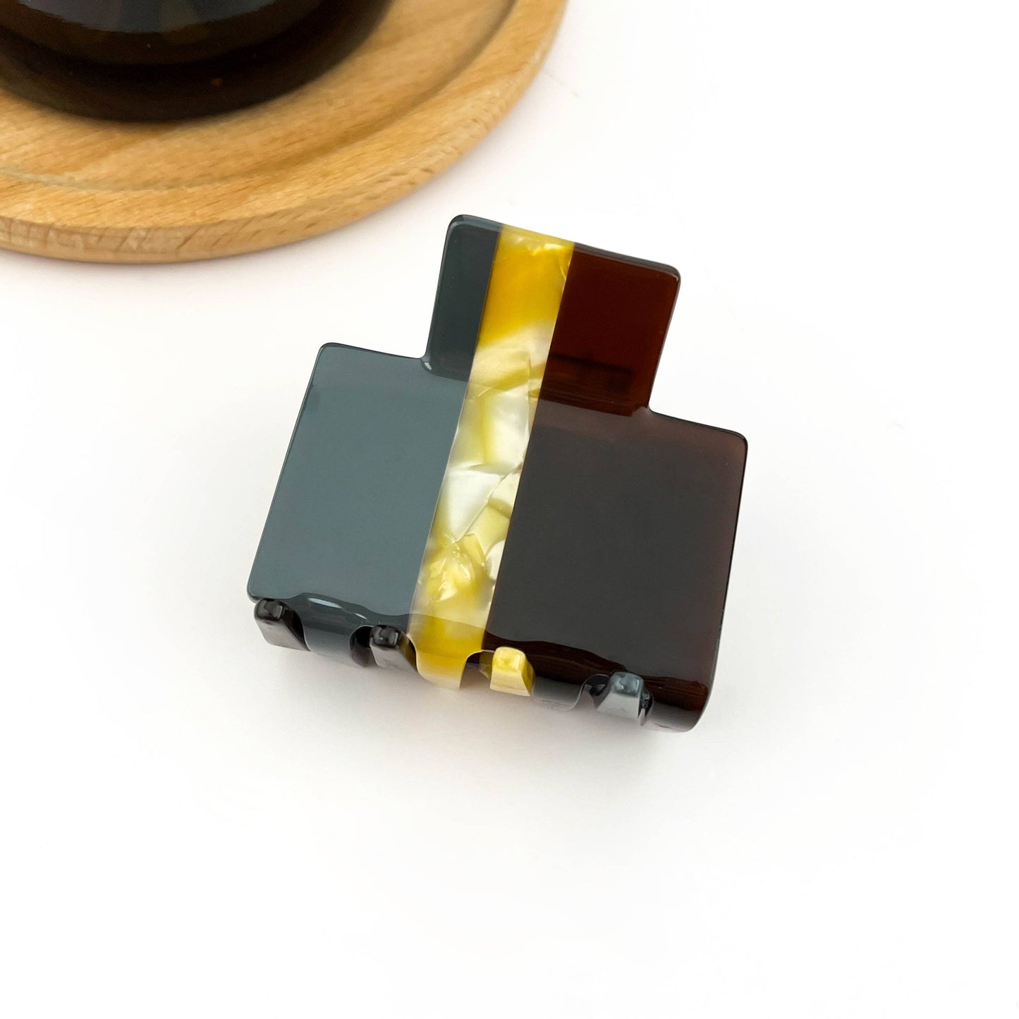 Tri-Color Striped Acetate Square Claw Hair Clip