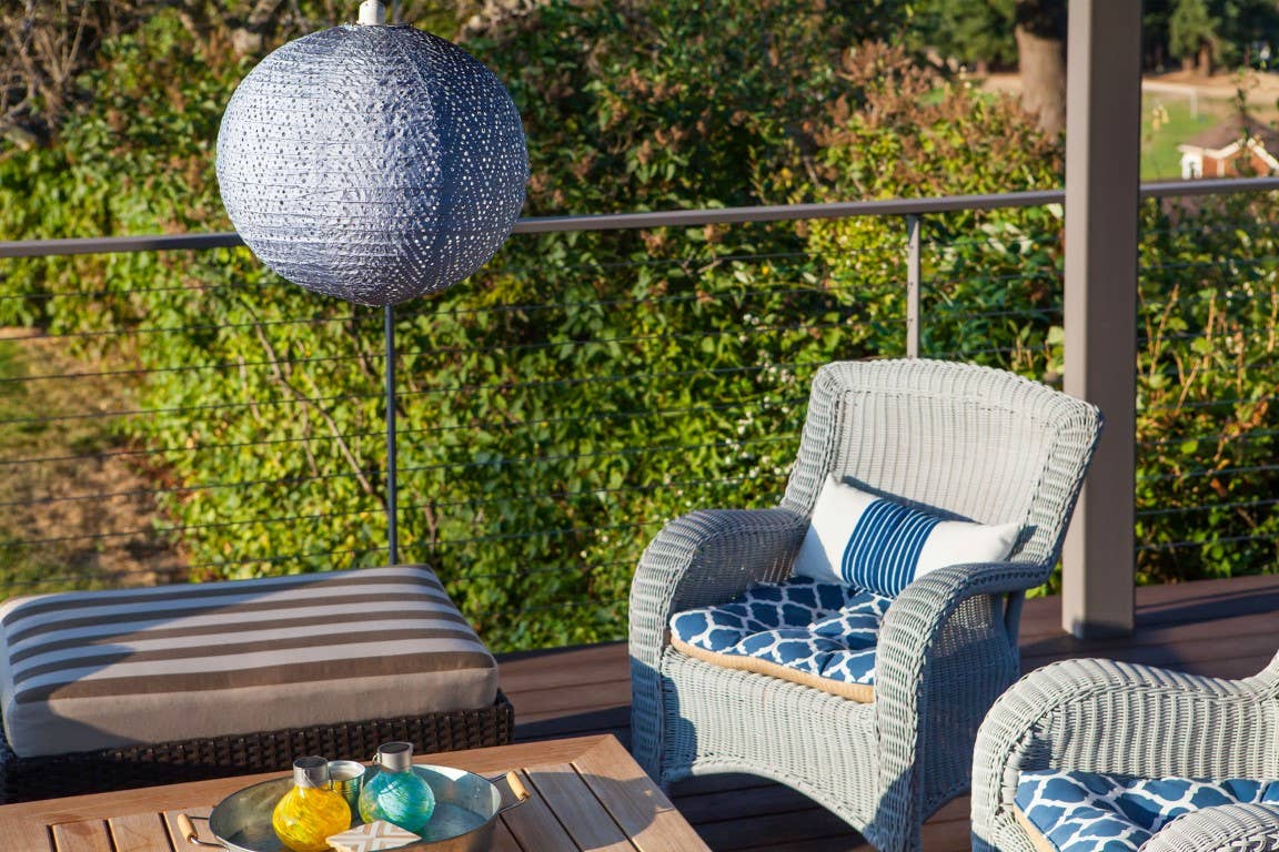Stella Nova Outdoor Pendent Light - Chevron 18" Met Blue