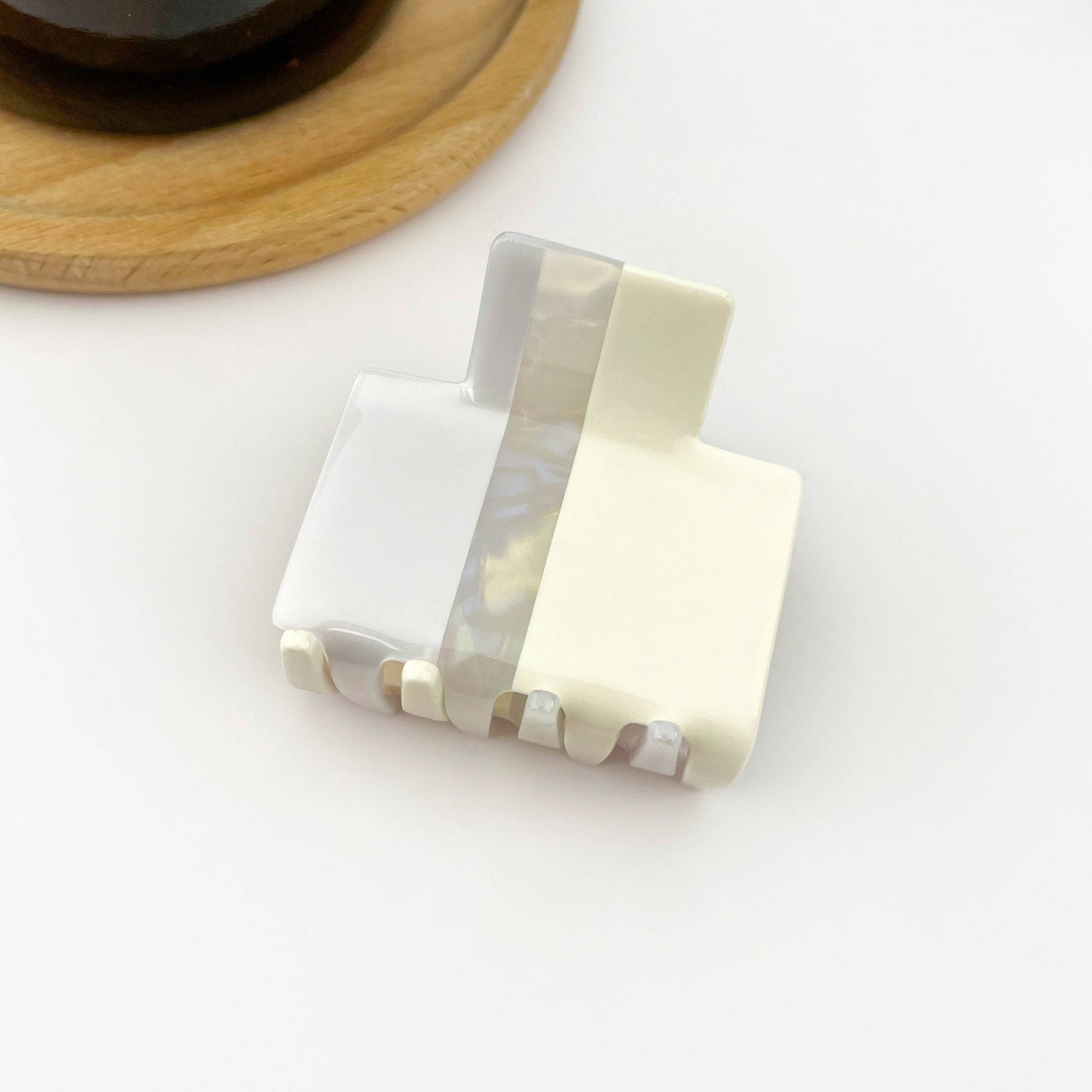 Tri-Color Striped Acetate Square Claw Hair Clip