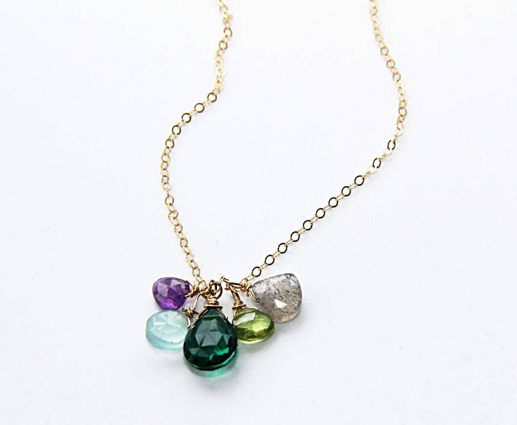 Amethyst Chalcedony Indicolite Quartz Labradorite Necklace