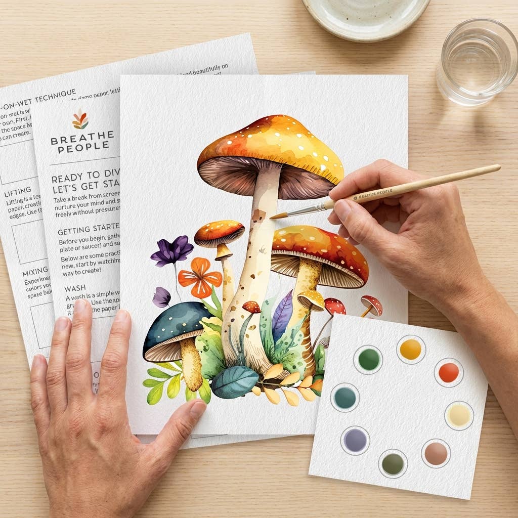 All-In-One Watercolor Kit- Mushrooms DIY Craft Kit