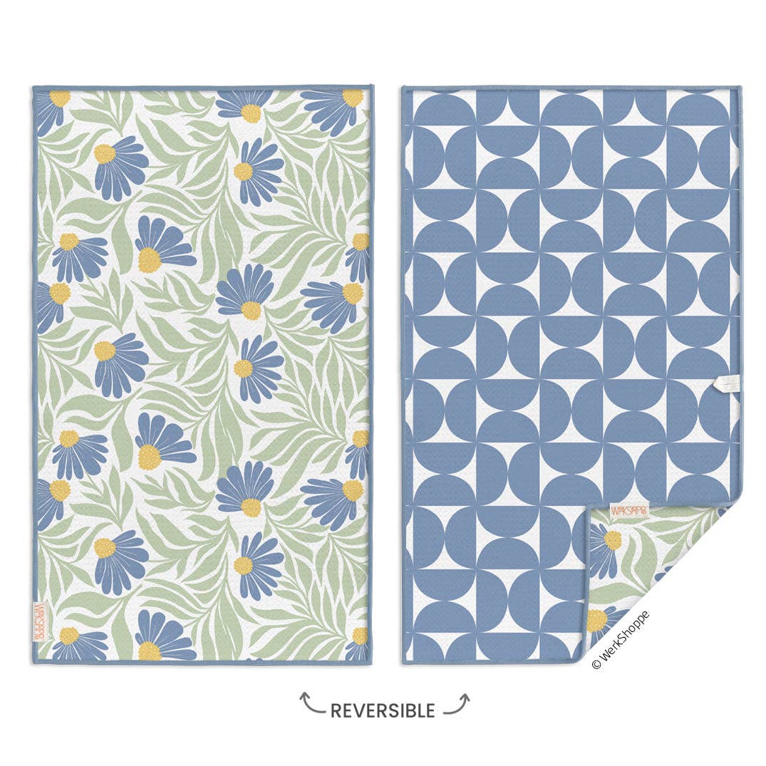 Blue Coneflower Microfiber Kitchen Towel,