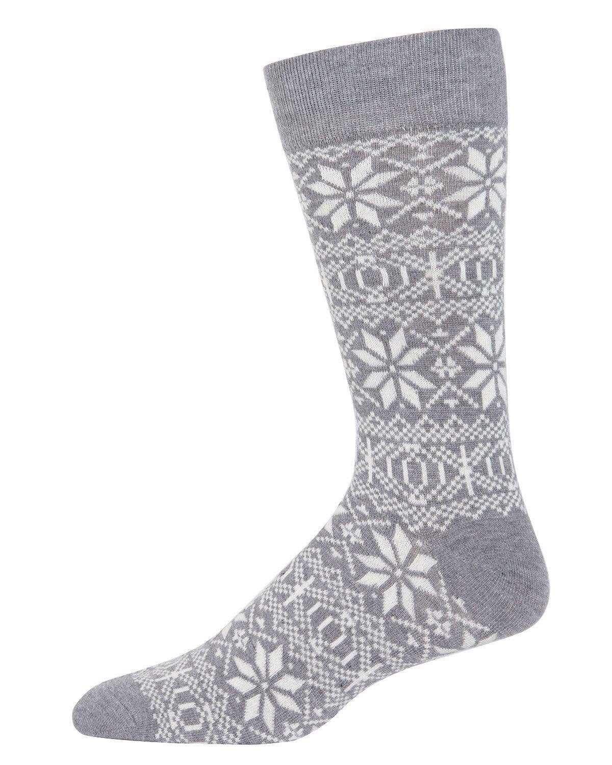 MeMoi Snowflake Cashmere Blend Men's Crew Socks