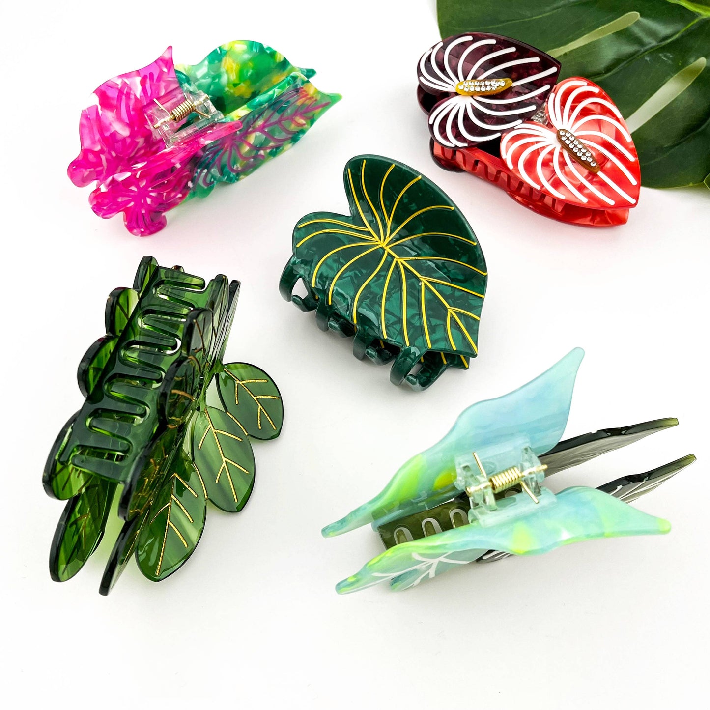 Acetate Leaf Hair Claw Clip, Monstera Leaf Hair Clip