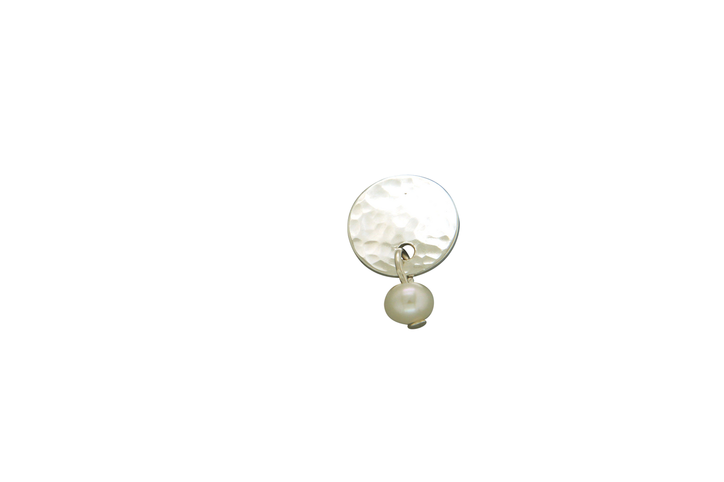 Hammered Disc with Pearl Post Earring