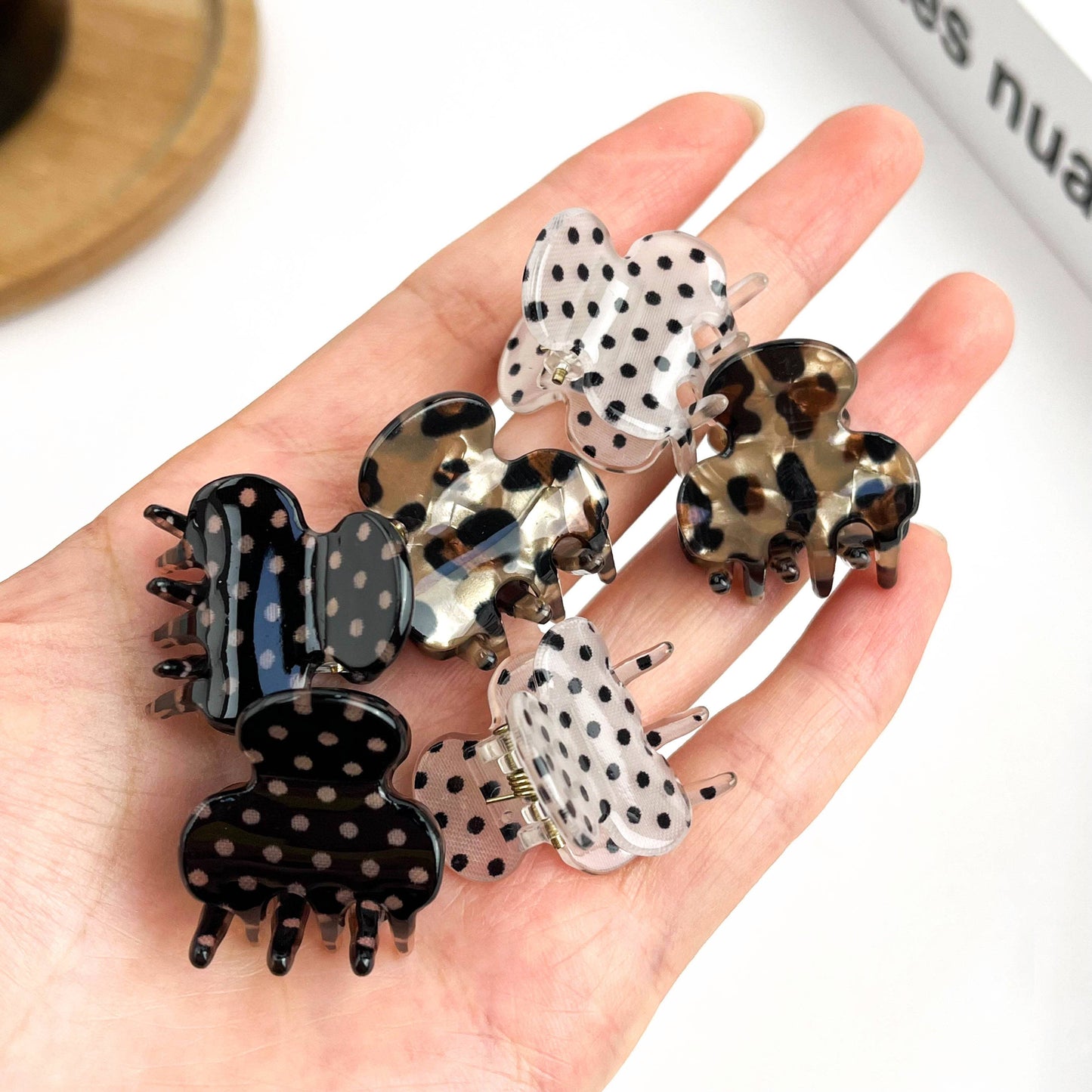 Classic Mini Polka Dot Hair Claw Clip, Cute Small Hair Clip