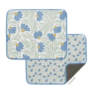 Blue Coneflower Microfiber Dish Drying Mats