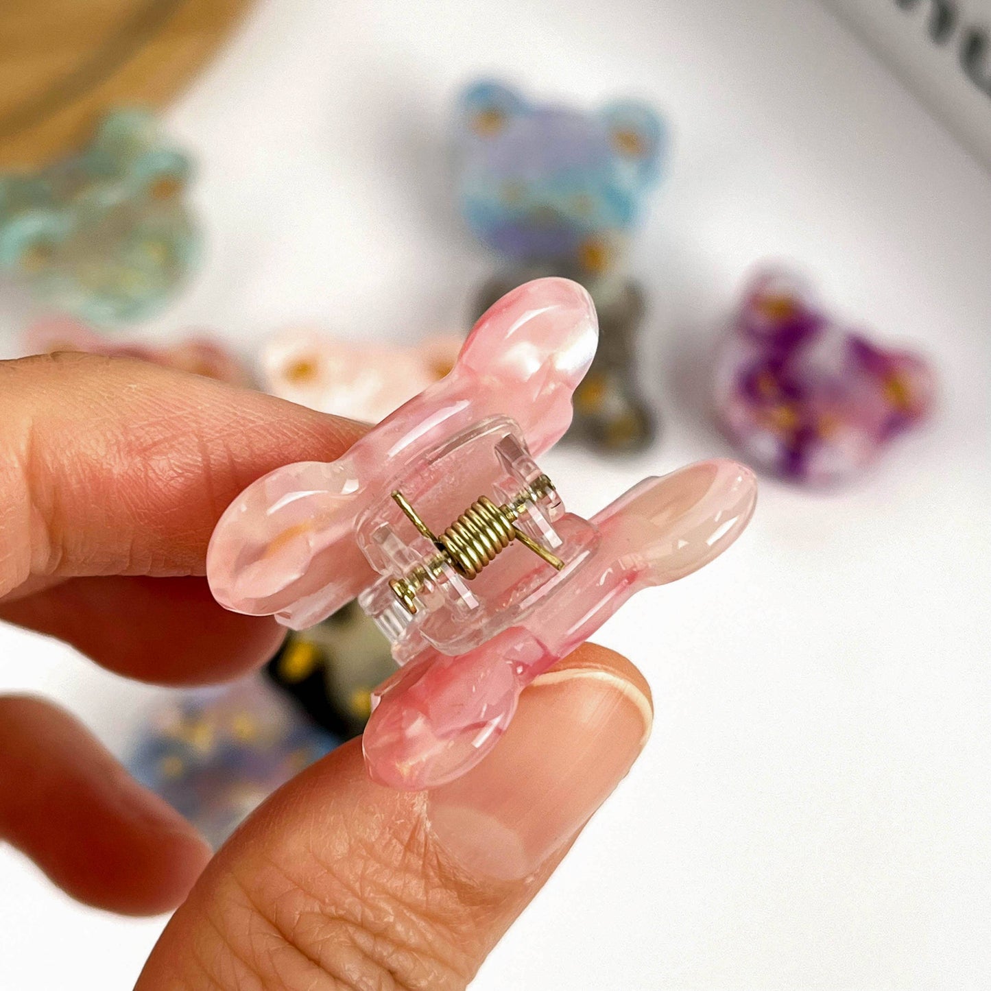Cute Bear Head Mini Claw Clip, Acetate Children's Hair Clip