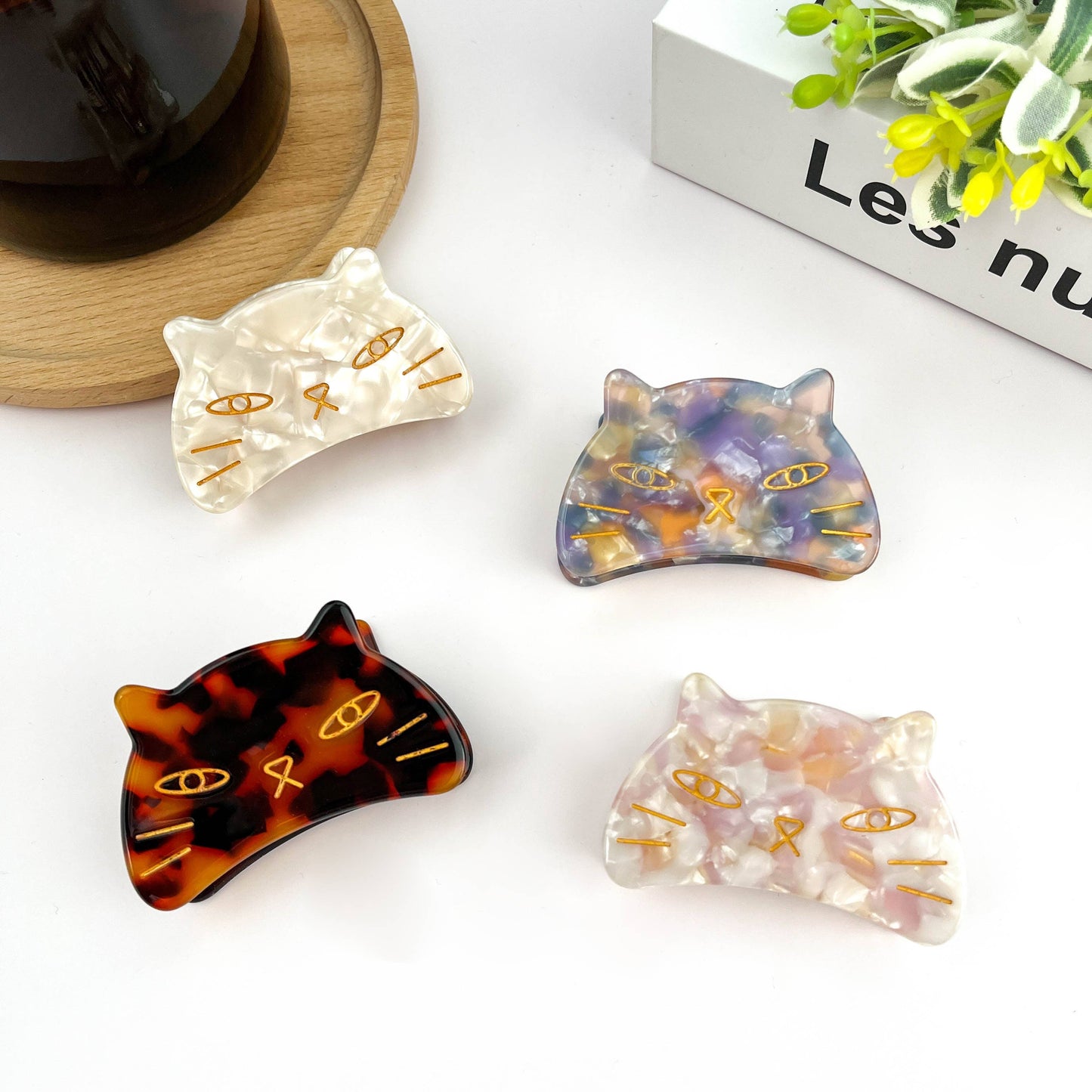 Cute Cat Hair Clip, Acetate Animal Claw Clip