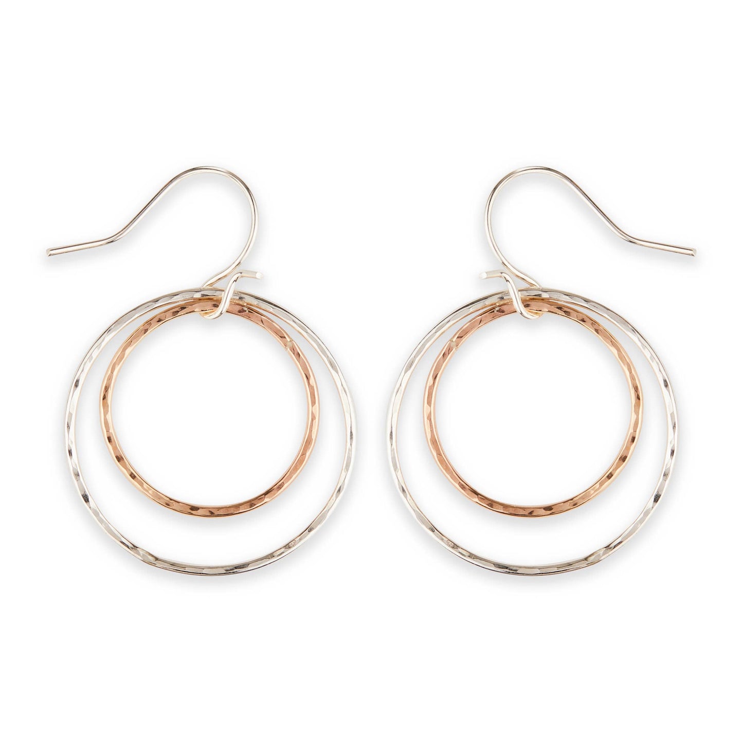 Hammered Twin Link Dangle Earring Sizes 32mm or 40mm