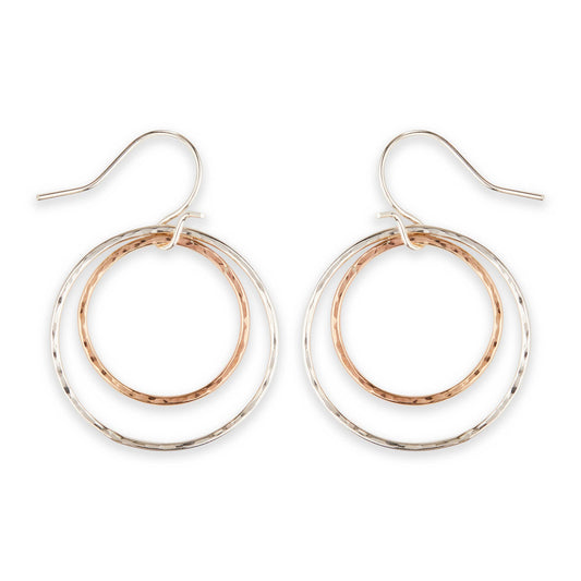 Hammered Twin Link Dangle Earring Sizes 32mm or 40mm