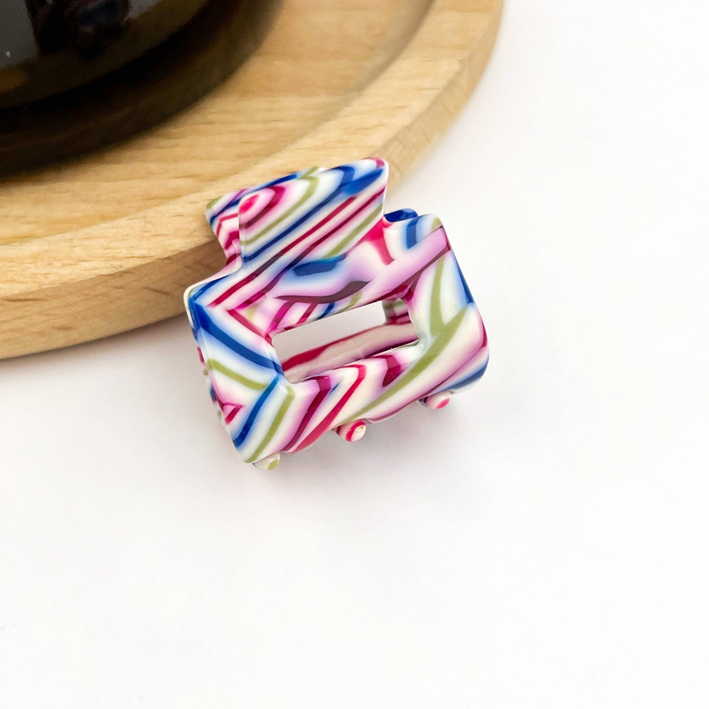 0.98'' Acetate Colorful Striped Mini Hair Claw Clip