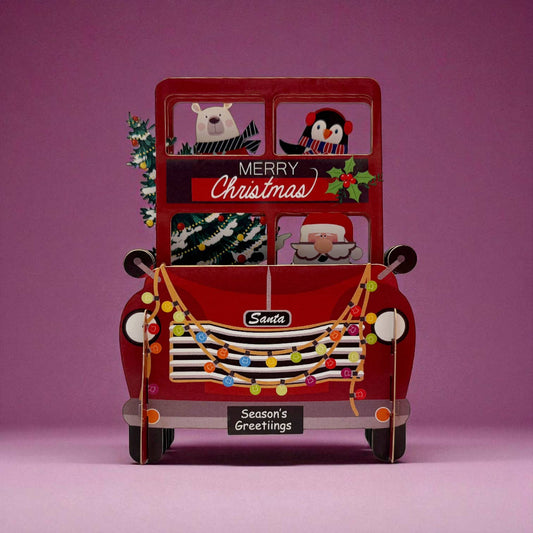 Christmas Bus Message in a Bottle Card