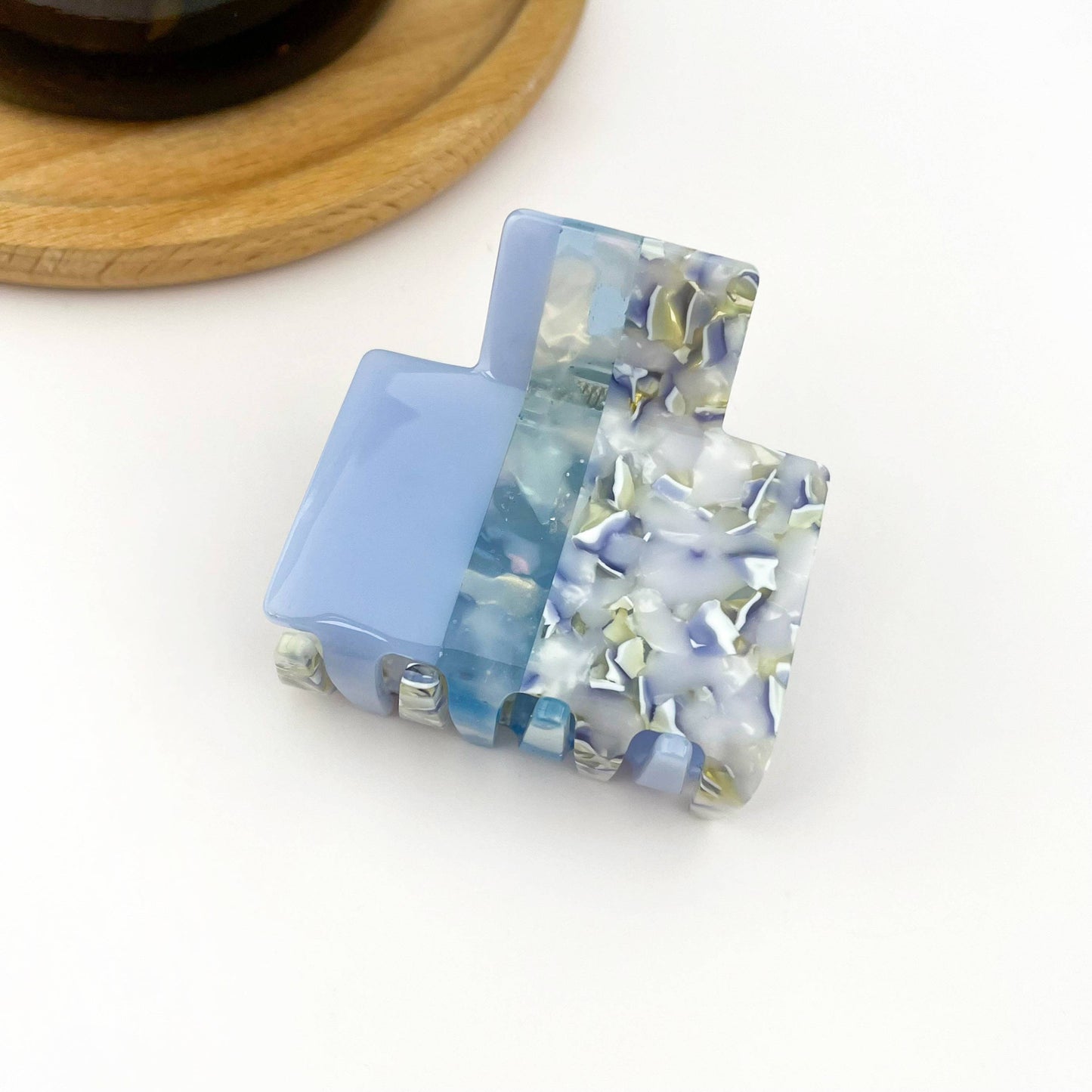 Tri-Color Striped Acetate Square Claw Hair Clip