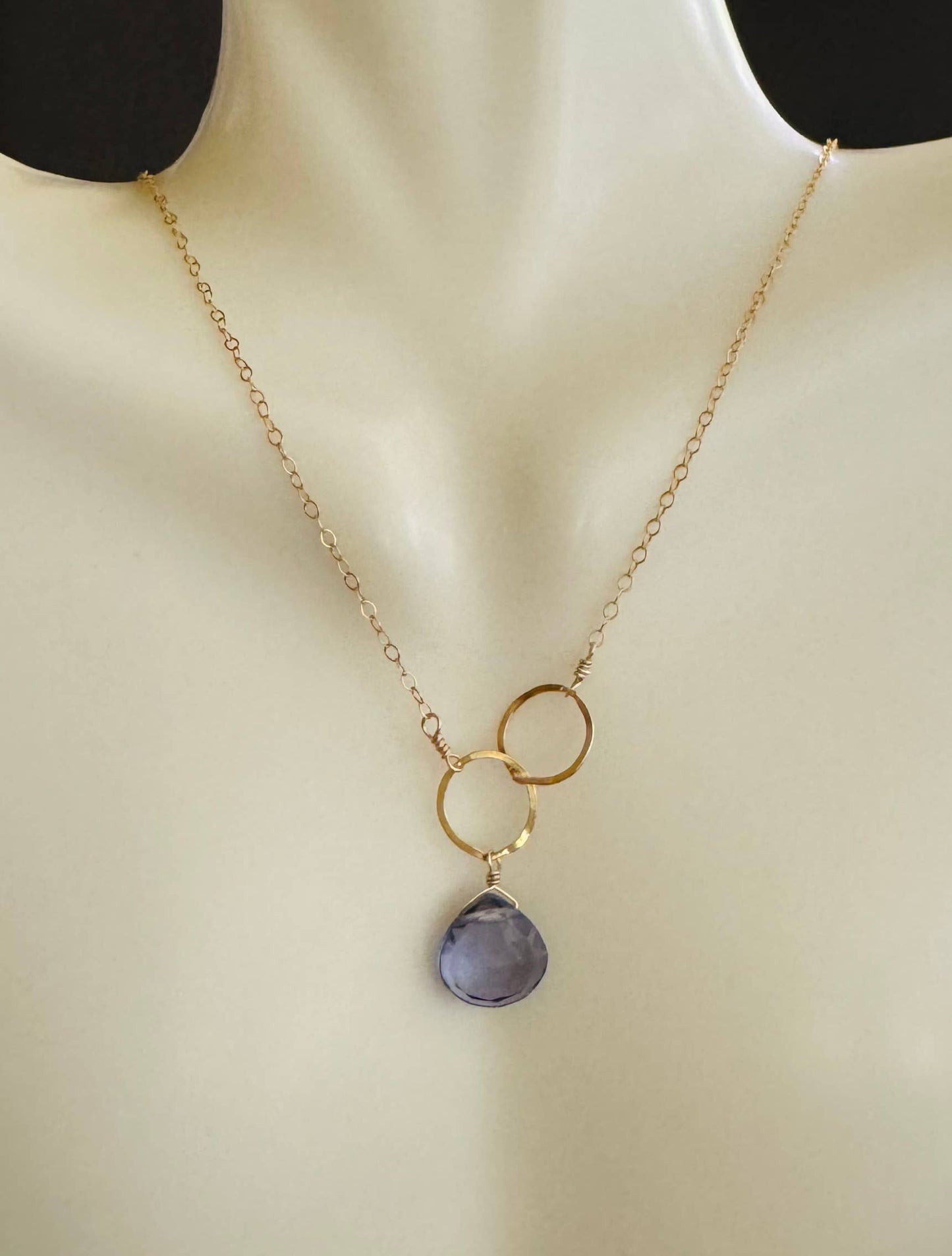 Blue Topaz Asymmetrical Gold Necklace