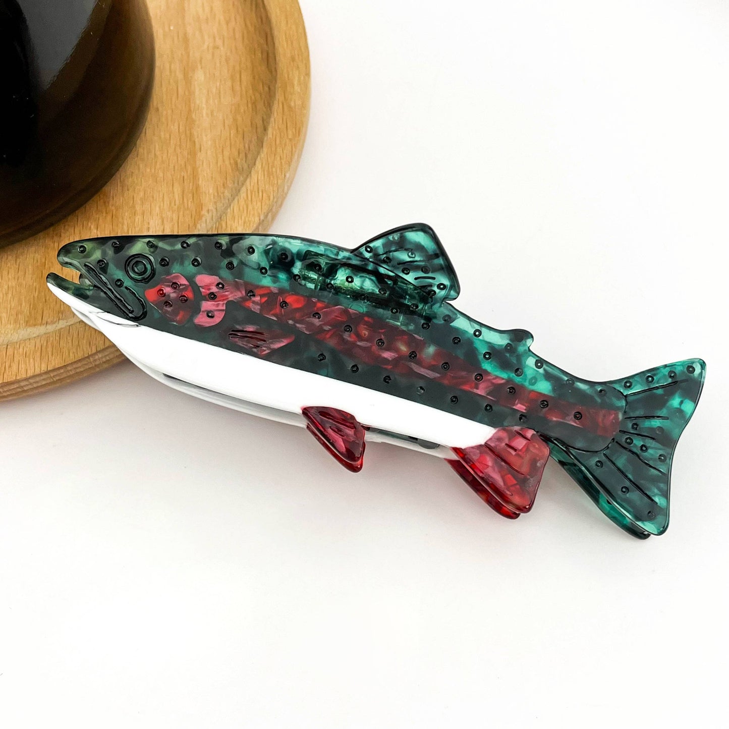 Fish Claw Clips, Rainbow Trout & Blue Line Fish Hair Clip