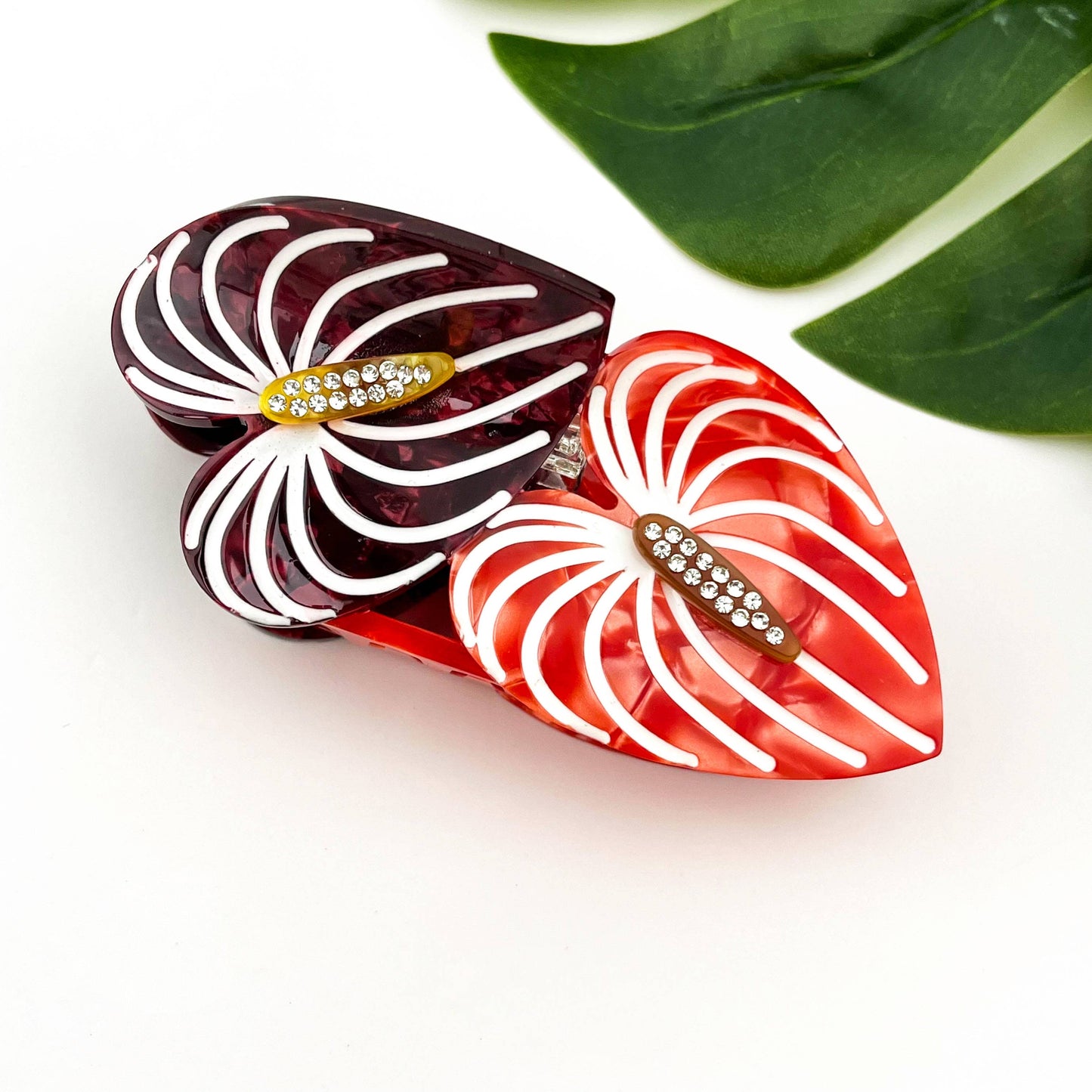 Acetate Leaf Hair Claw Clip, Monstera Leaf Hair Clip