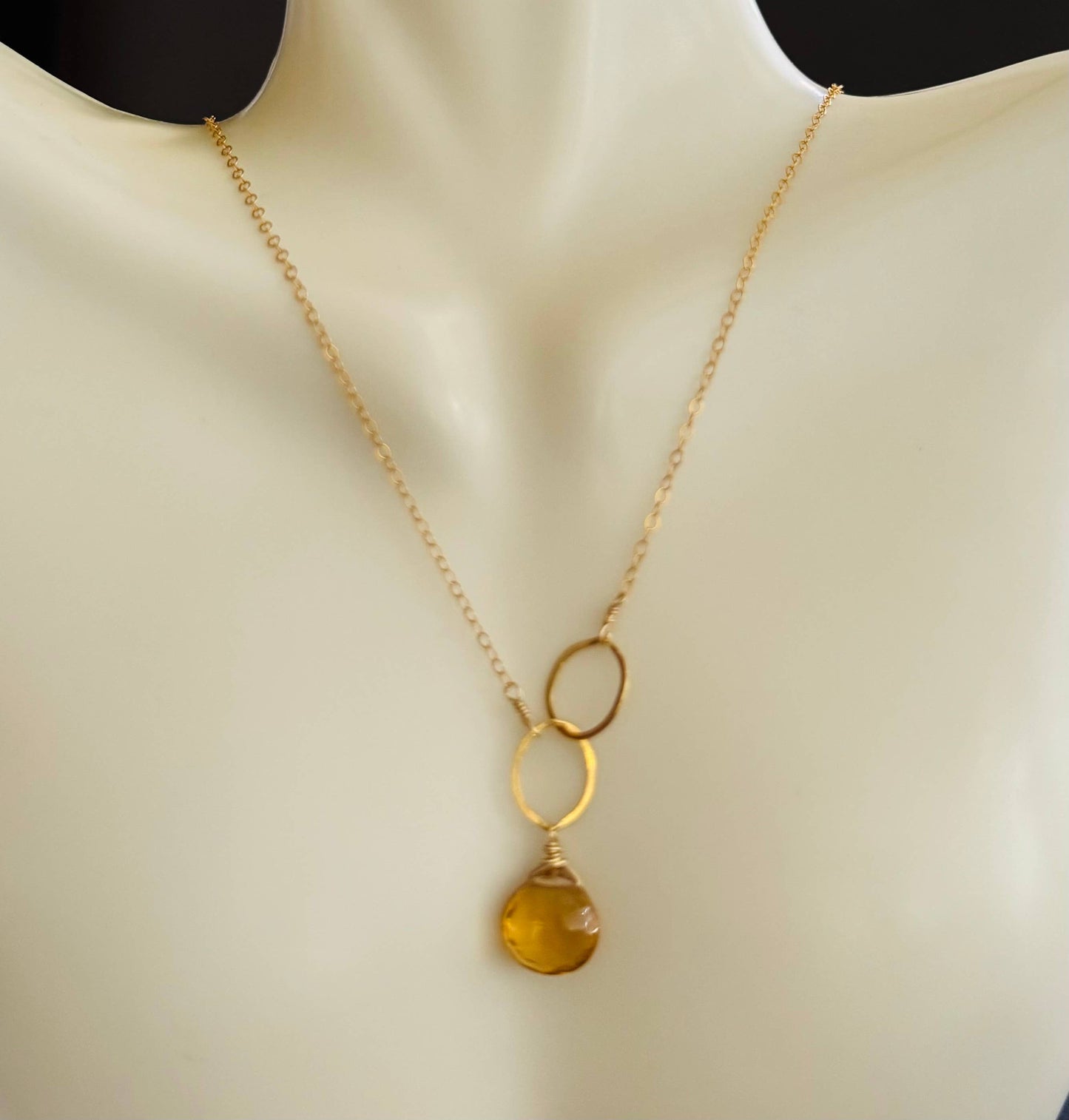 Blue Topaz Asymmetrical Gold Necklace
