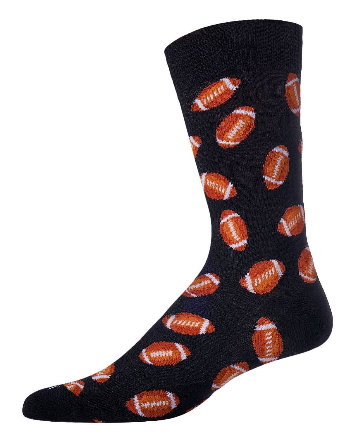 MeMoi Football Bamboo Blend Men's Crew Socks
